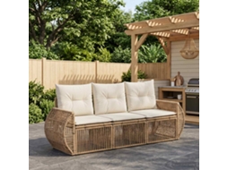 Vidaxl Conjunto De Sofá De Jardim 3 Unid. Bege E Branco Creme Vime Pe