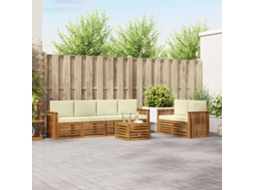 Vidaxl Conjunto De Sofás Para Exterior 7 Pcs Natural E Creme
