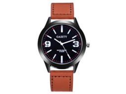 Relógio masculino analógico de quartzo com pulseira de PU, estilo clássico e elegante (marrom claro)