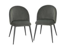 Conjunto de 2 Cadeiras de Jantar Estofadas com Encosto de Concha em Veludo. 52x55x79 Cm. Cinza Ge