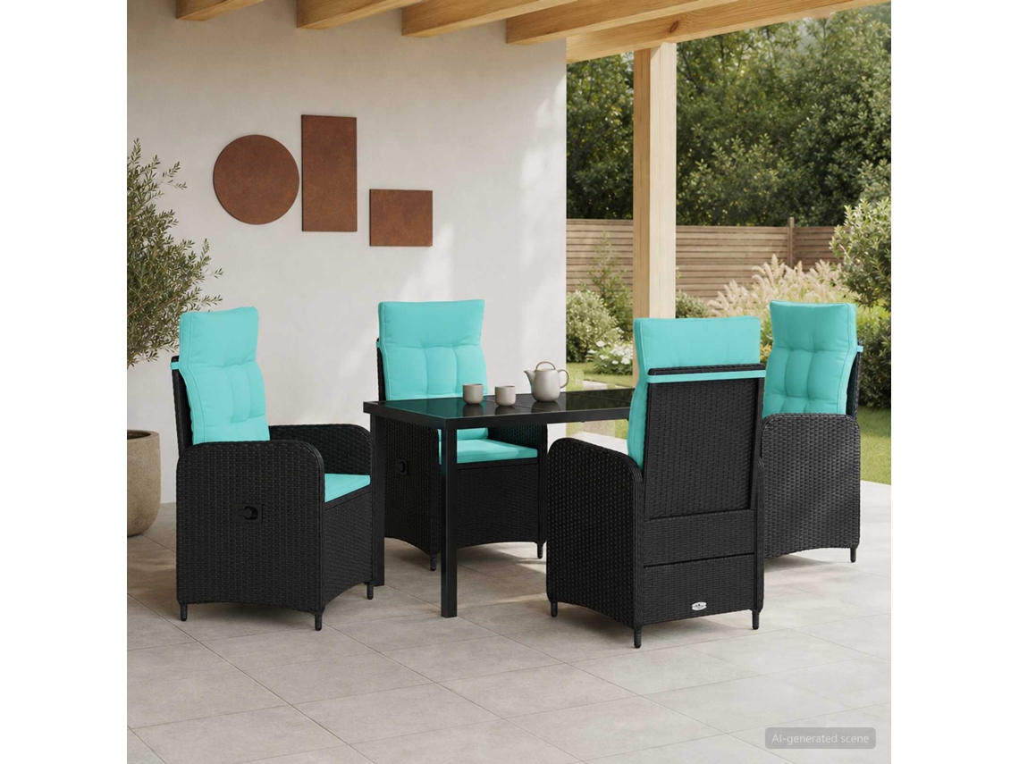 Vidaxl Conjunto De Jantar Para Exterior 5 Unid. Preto E Turquesa