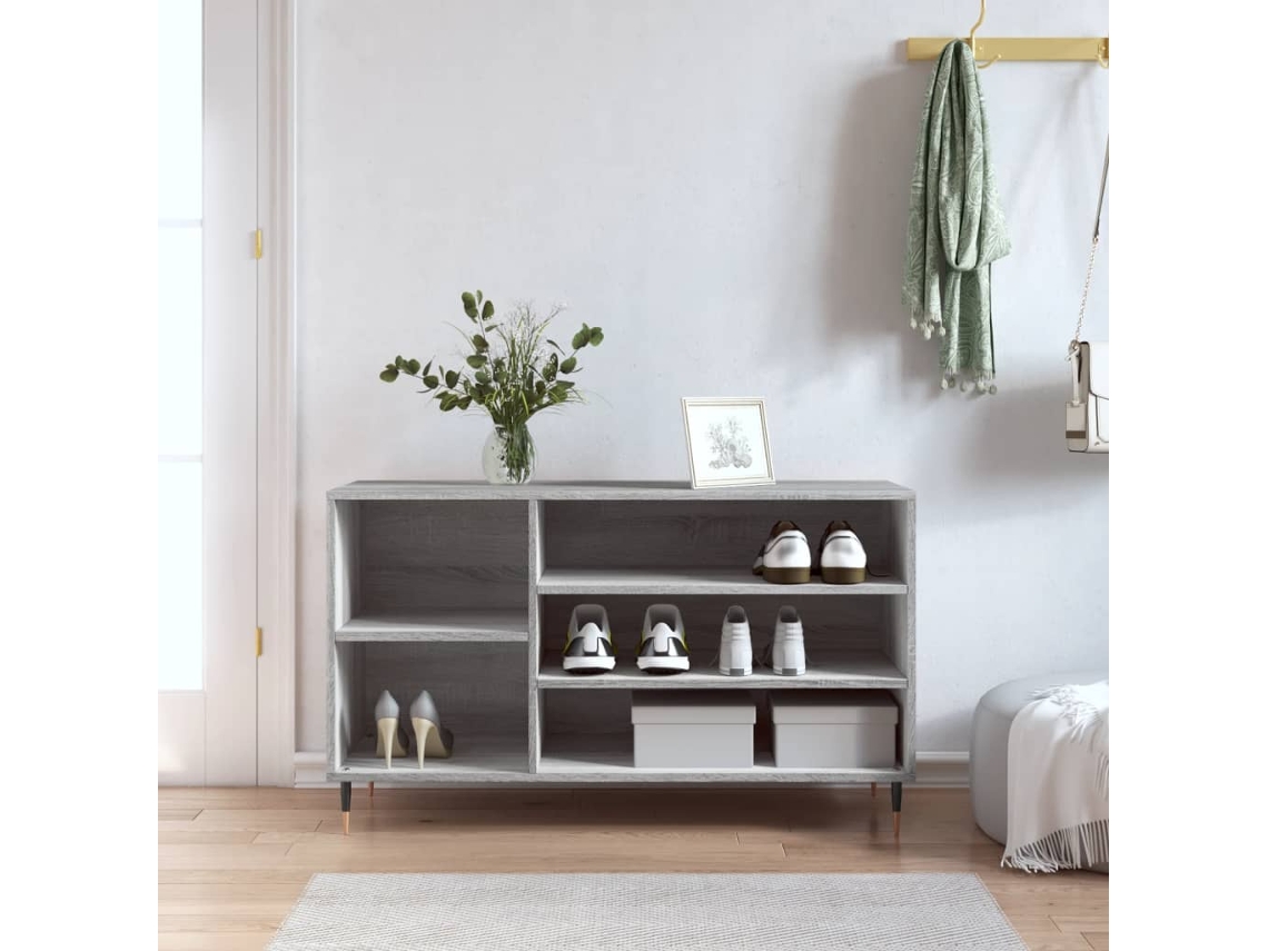 Vidaxl Sapateira 102x36x60 Cm Derivados De Madeira Cinzento Sonoma