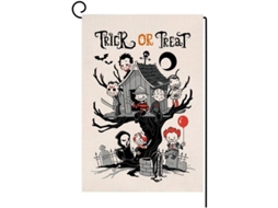 Bandeira Jardim Halloween Trick Or Treat Vertical Duplex Saco De Juta Decorativo Exterior 30x45cm