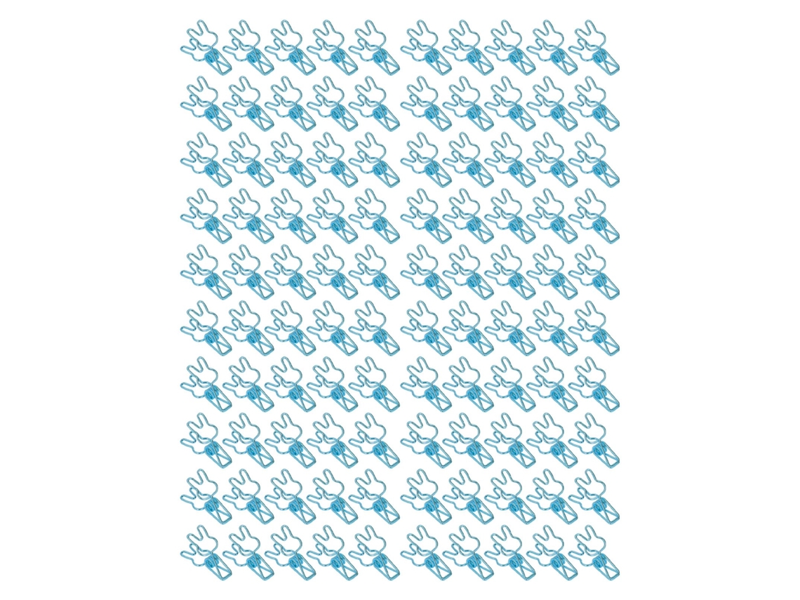 100 Pinças De Pasta Conejo De Metal Huecas Bonitas Y Fuertes Para Papeles Y Ropa Azul