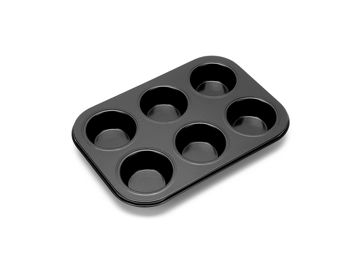 Forma De Cupcake Antiaderente Aço Carbono Com 6 Xícaras