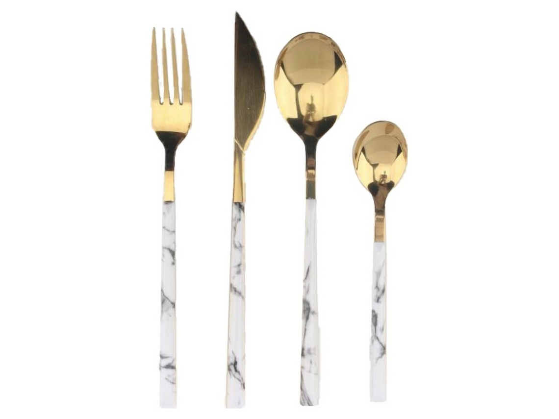 Conjunto De Jantar De Mármore Dkd Home Decor (16 Peças)
