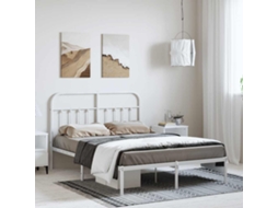 Vidaxl Estrutura de Cama com Cabeceira 150x200 Cm Metal Branco