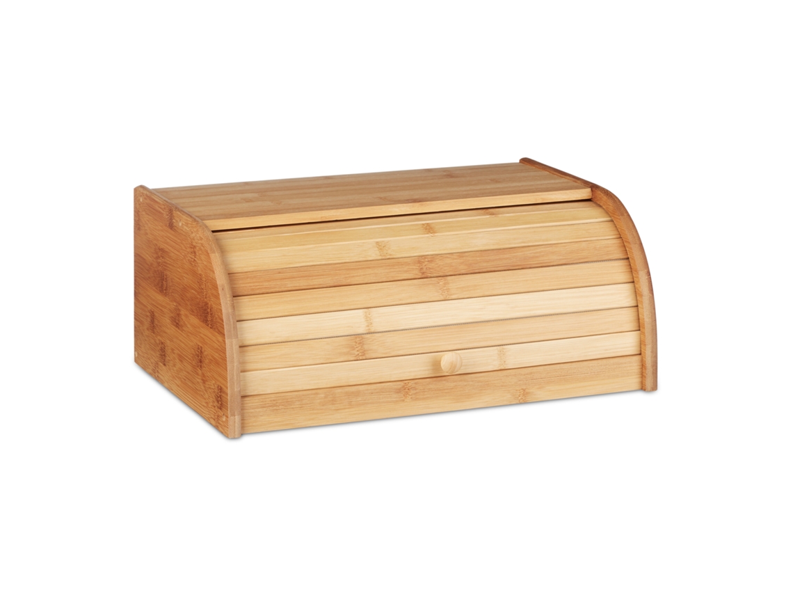 Caixa De Pão Em Bambu Relaxdays, Caixa De Pão Com Tampa De Enrolar, Hbt: 16,5x40x27,5 Cm, Pães E Bolos, Caixa De Pão Em Rolo, Natural