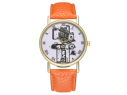 Reloj De Dama Zhoulianfa De Cuero Cuarzo Empresarial T303-a Naranja