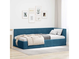 Vidaxl Estrutura De Cama De Canto Azul 100 Cm X 200 Cm Veludo