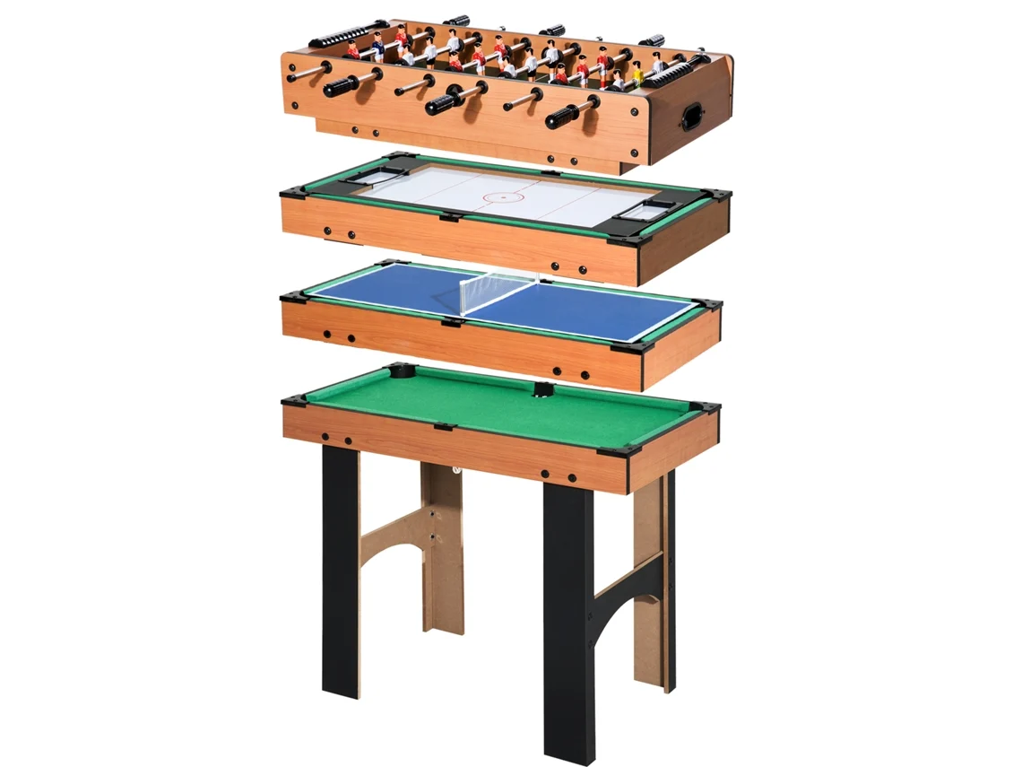 Mesa Multijogos 4 em 1 Pebolim Hóquei Tênis Bilhar 87x43x73cm VELTRIX