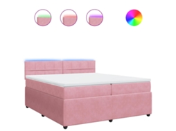 Cama com Molas/colchão 200x200 Cm Veludo Rosa MAISON EXCLUSIVE