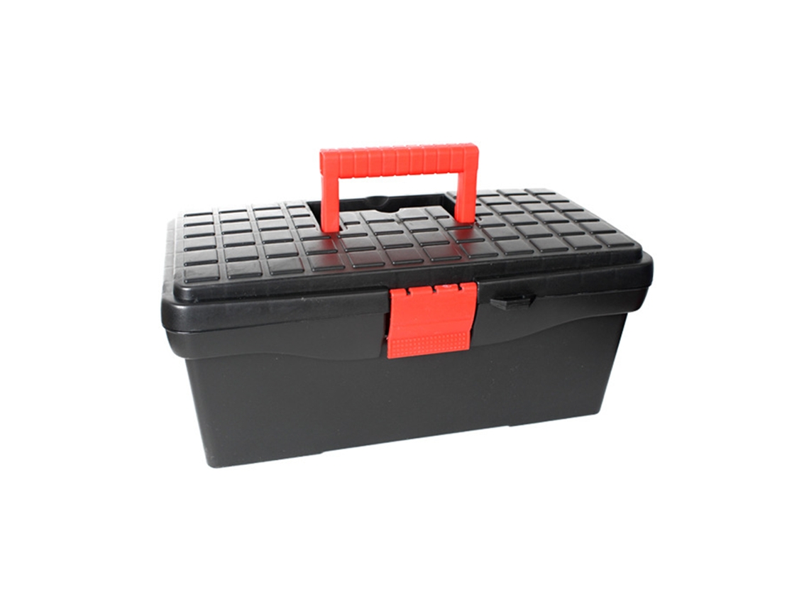 Caixa De Ferramentas Portátil De 2 Camadas Para Lar E Eletricistas, Organizador De Plástico Preto 36.5x18.5x17.5cm