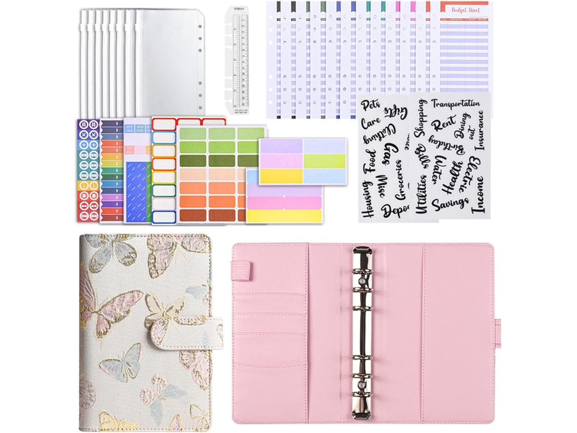 Caderno De Gestão De Poupança Planejador Orçamentário A6 Com Bolso Com Zíper Pasta A6 Para Envel Vayotoy