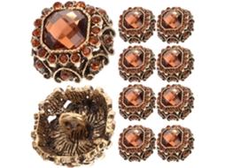 Conjunto De 10 Botões De Metal Marrom Com Strass, Textura Sólida E Resistente, Design Elegante Para Acessórios