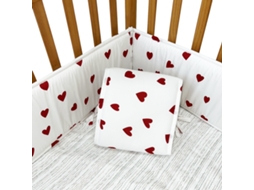 Conjunto de Protetores de Berço PANOONA 4 Peças Estampa de Coração Pequeno (2 X 132 Cm + 2 X 68,5 Cm)