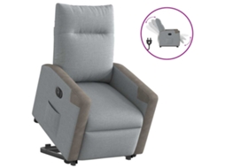 Vidaxl Poltrona Reclinável Elevatória Elétrica Tecido Cinzento-claro