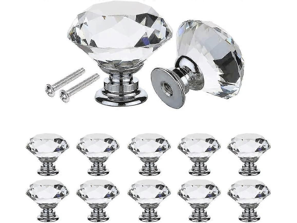 10 manilhas de cristal diamante, 30mm, para gavetas, armários, portas de cristal S/MARCA
