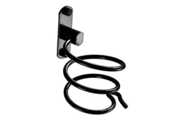 Suporte De Parede Para Secador De Cabelo Com Furação Para Hotel, Banheiro, Lavabo, Barbearia, Alumínio, Acabamento Fosco, Preto, 1 Peça.