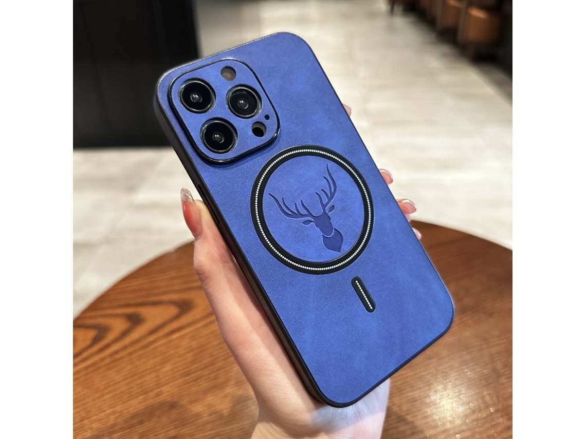 Capa Para Iphone 17 Air Com Estampa Magnética De Cauda De Alce, Azul, Em Tecido Magnético, Proteção Total.