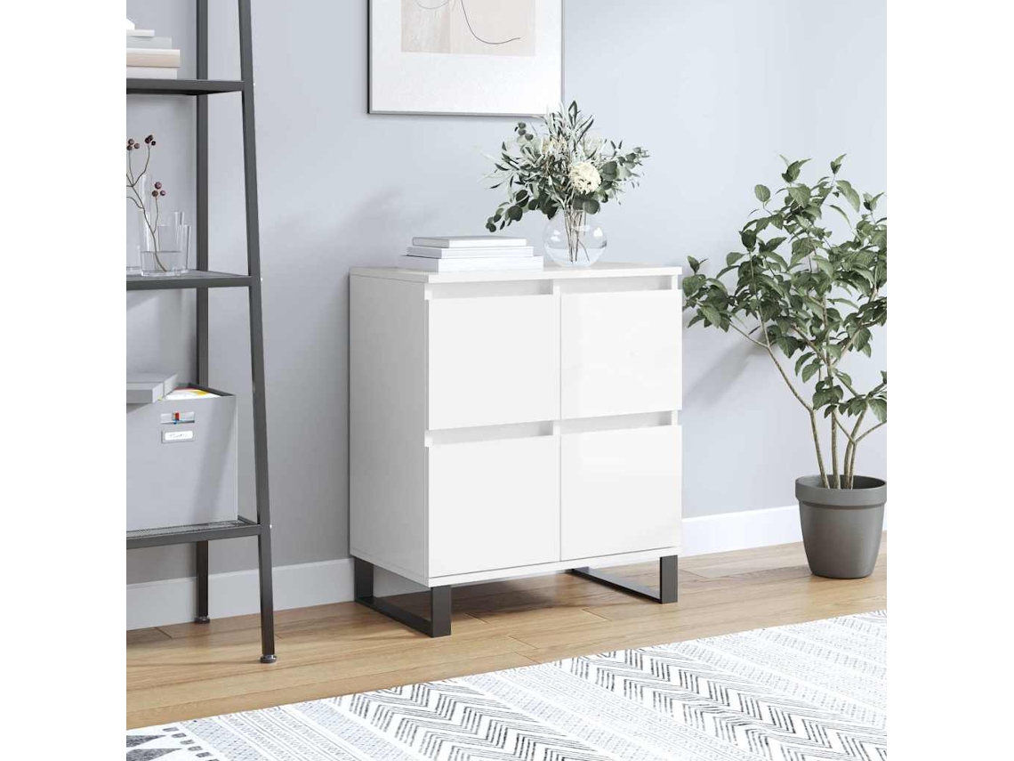 Vidaxl Aparador 60x35x70 Cm Derivados De Madeira Branco Brilhante