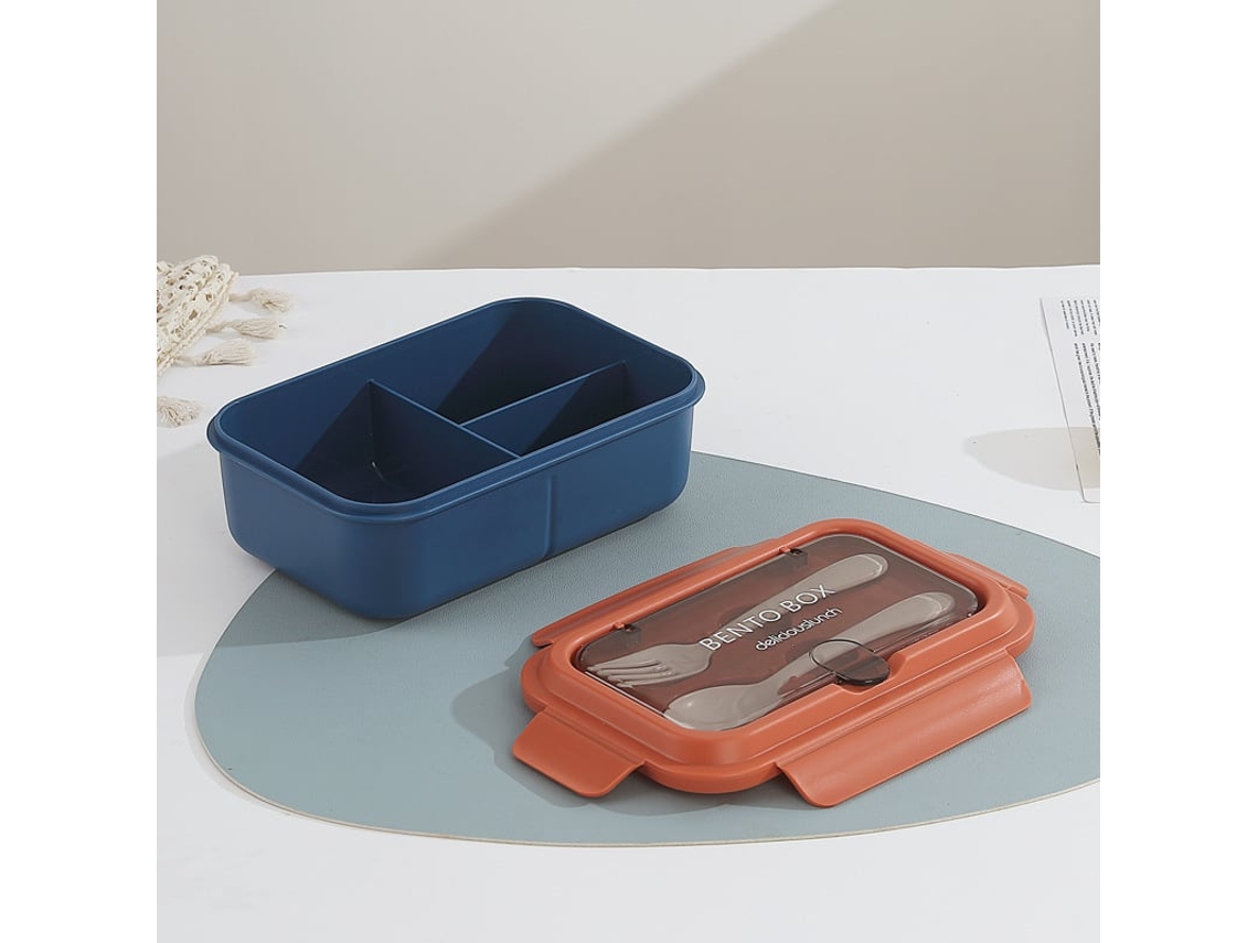 Lancheira Bento Pp Lancheira com Compartimentos Lancheira com Talheres Azul/laranja MISSCA