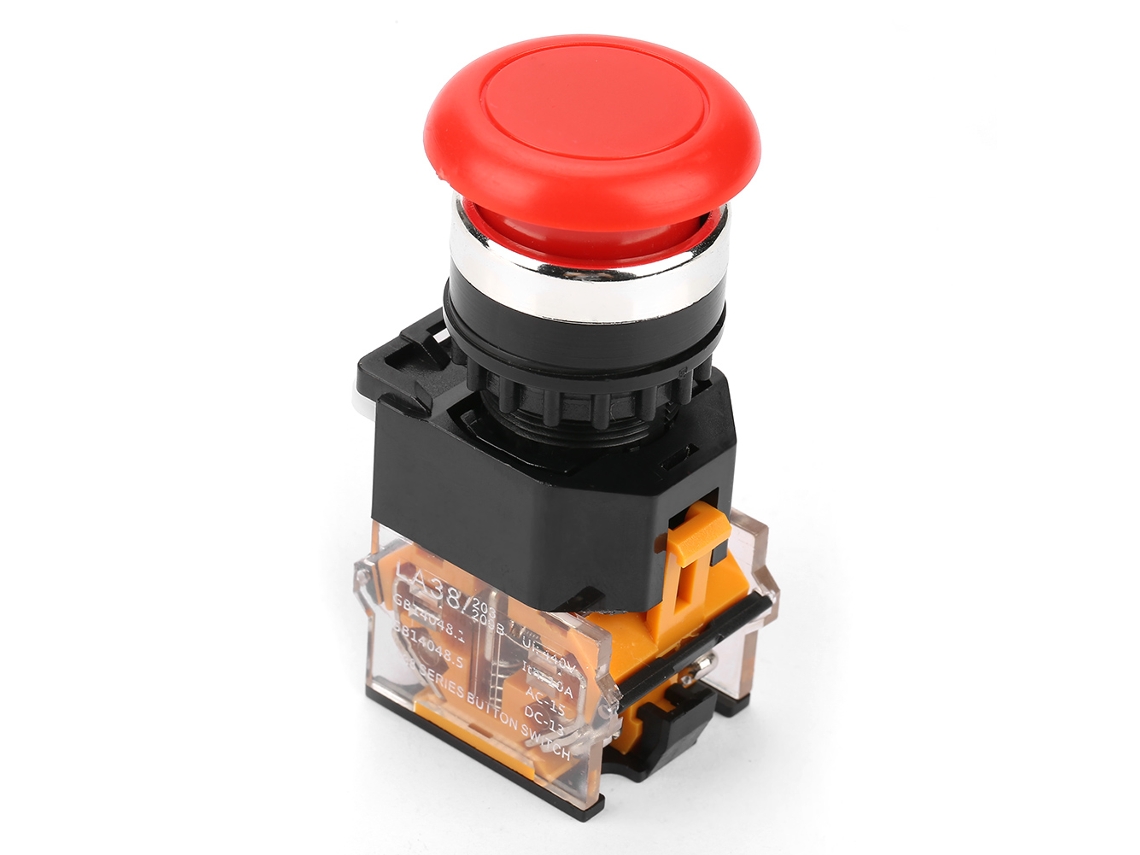 Interruptor De Botão Push Cogumelo Vermelho Auto-trancante La38-11mt