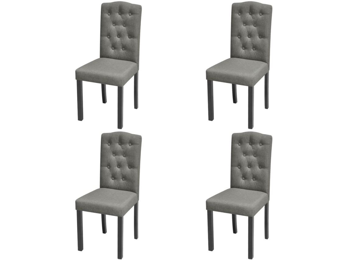 Vidaxl Cadeiras De Jantar 4 Pcs Tecido Cinzento