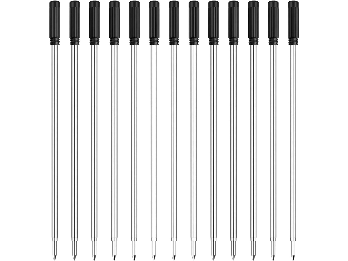 200 Refis De Caneta Esferográfica Em Metal Preto Compatíveis Com Cross, Ponta Média, Escrita Suave,