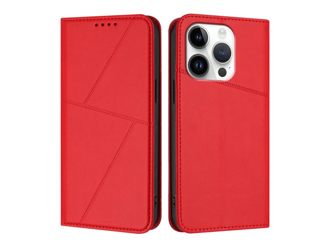 Capa De Couro Fosco Para Iphone 16 Pro - Flip Magnético