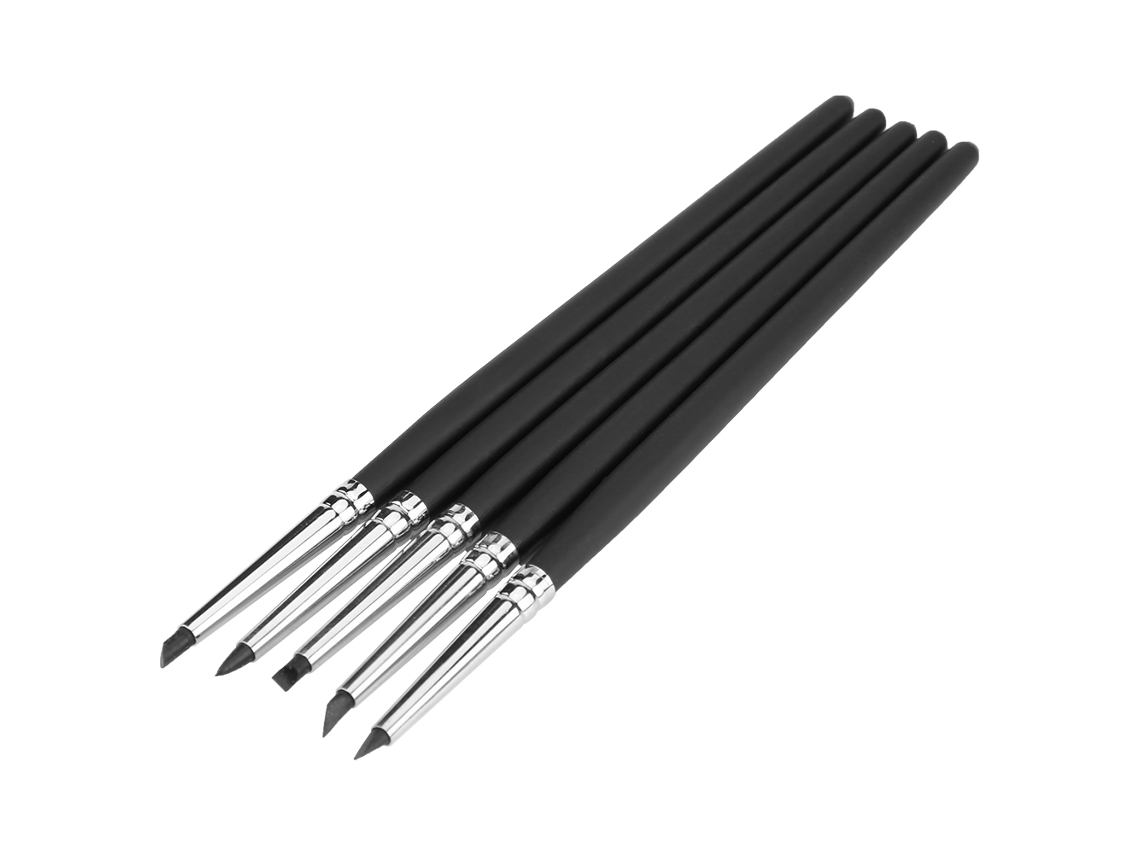 Conjunto De 5 Canetas Diy Para Cerâmica E Barro Com Cabeça De Silicone Preta