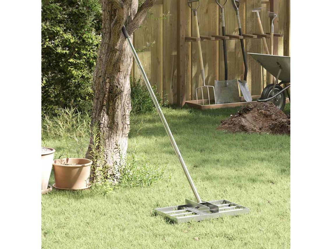 Vidaxl Râtão Nivelador De Jardim Prateado 45 X 25 X 200 Cm