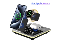 Suporte de Mesa SFUSHOS para Telemóvel, Carregador Sem Fios Multifunções Dobrável 3 em 1 (prateado, Versão Apple)