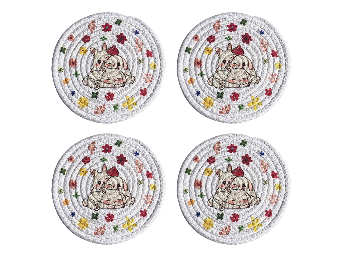 Conjunto de 4 Bases de Algodão com Suporte Minimalistas NEVEANCE