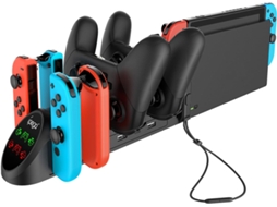 Base de carregamento LED 6 em 1 Brilvibera compatível com Joy-Cons e controles.