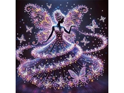Tela 30x30 Cm + Ferramentas: Pintura de Diamante 5d com Meio Strass Adesivo de Strass de Borboleta, Fada e Elfo AQUAFORGE (faça Você Mesmo)