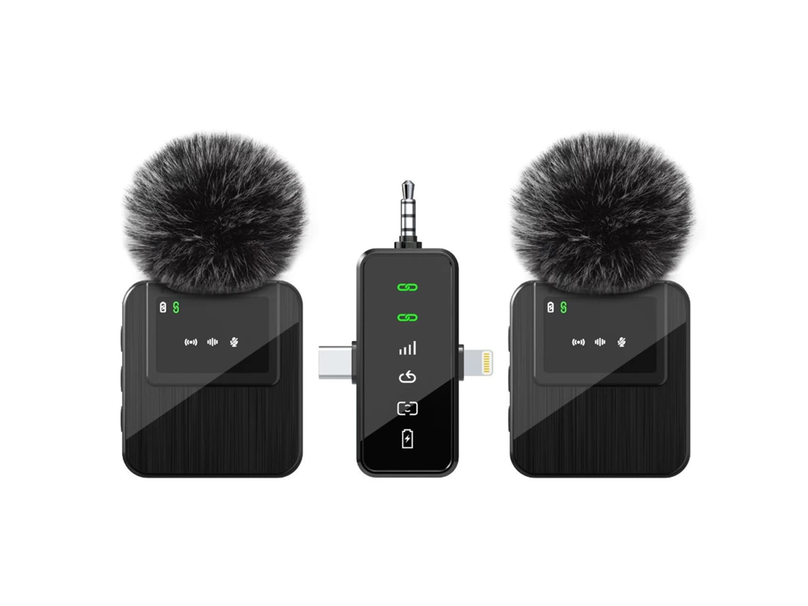 Microfone De Lapela 3 Em 1 Com Redução De Ruído Sem Fio Plug And Play Para Iphone Android Câmera CUICH