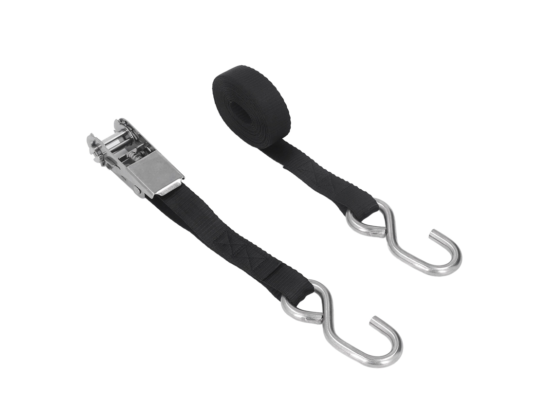 Cintas De Catraca 1 Polegada(25 Mm) Pretas, Resistentes À Ferrugem, Com Costuras Precisas, Para Motocicletas, Reboques, Caminhões, Caiaques E Barcos