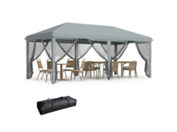 Gazebo Dobrável Pop up 6 X 3 M com Mosquiteiros Removíveis + Bolsa de Transporte Cinza LAMAISON