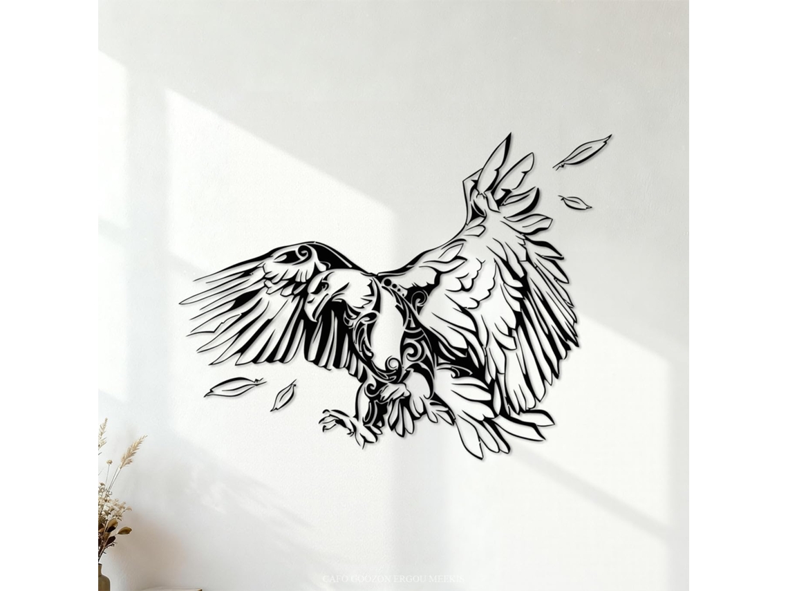 Adesivos Muraux Plumes D'aigle À Tête Blanche (oiseau Américain Abstrait) 68x89,8cm Decoração De Carrosserie Noir