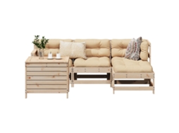 Pcs Conjunto De Sofás Para Jardim Madeira De Pinho Maciã§a Dkd Home Decor