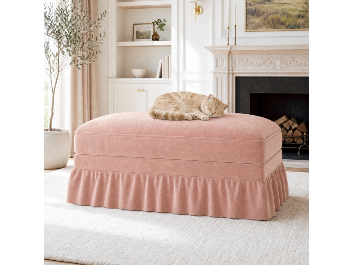 Banqueta Windsor Em Chenille - Rosa