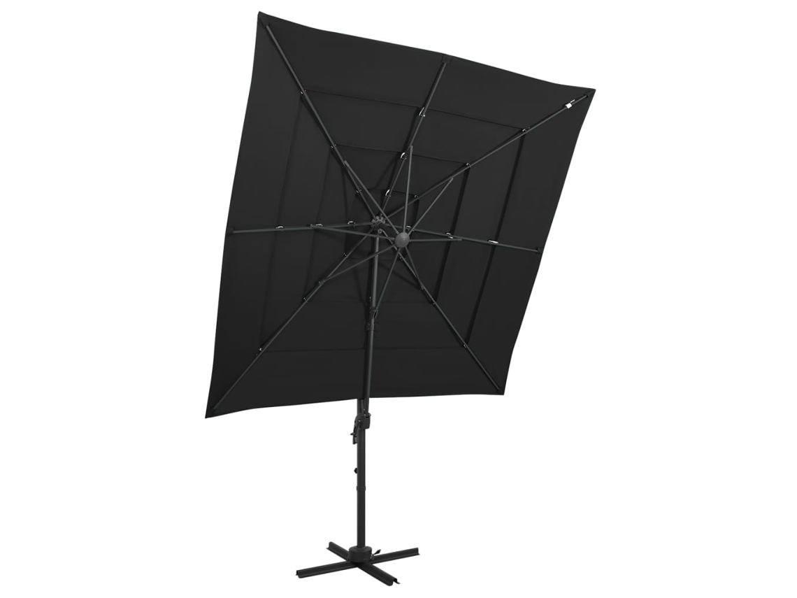Vidaxl Guarda-sol Jardim 4 Camadas C/ Poste Alumínio 250x250 Cm Preto