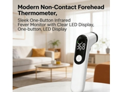 Termômetro Moderno Sem Contato, Compatível Com A Cabeça, Elegante Medidor De Febre Infravermelho Com Um Botão E Visor Led Nítido