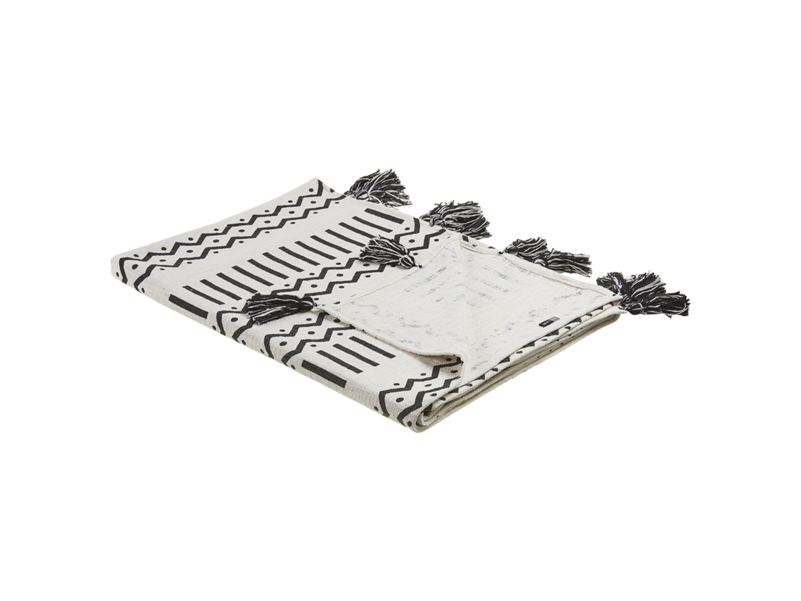 Manta Decorativa Beliani Unnao De Algodón Blanco 130x180x1