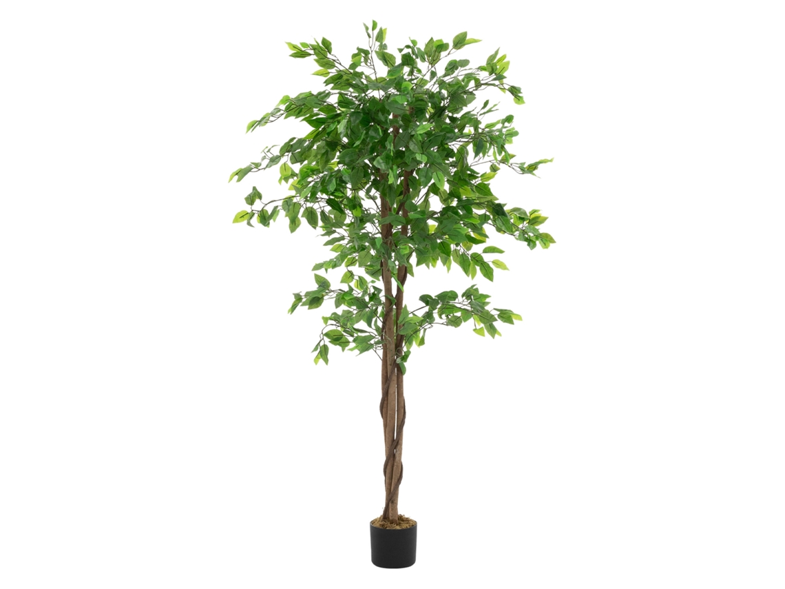 Ficus Artificial Ml-design 150 Cm Verde Planta De Interior/exterior Com Tronco Natural