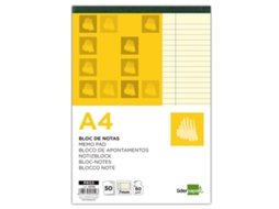 Bloco de Notas LIDERPAPEL 50 folhas amarelas (A4)