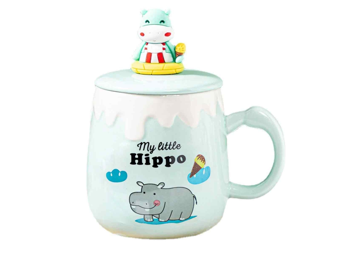 Caneca de 350Ml Caneca de Cerâmica com Coração e Colher Caneca Criativa de Café Da Manhã NEVEANCE