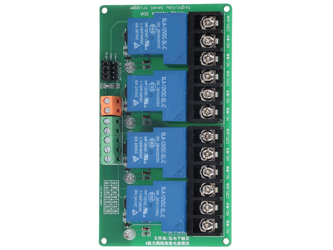 Módulo Relé De 4 Canais Laxiscreed Com Isolamento Por Optocoupler Para Controlo De Níveis Altos E Baixos