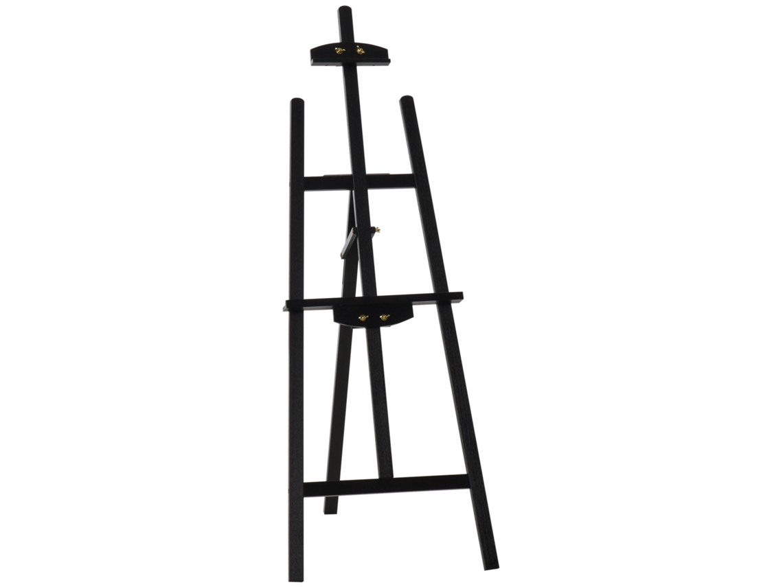 Cavalete de Pintura Madeira de Pinho Cor Preto 51.5x71.5x134.5cm Homcom